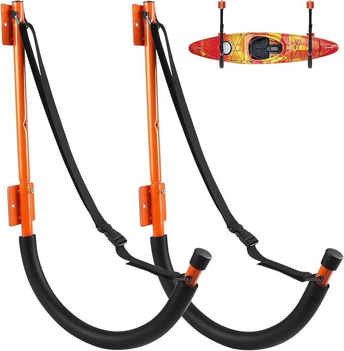 Kayak Storage,Kayak Wall Mount,Heavy Duty Steel Kayak Storage Rack Holds Up to 100 LBS with EVA Protector for Hanging Bicycle Surfboard Snowboard(6 Color,2 Style)