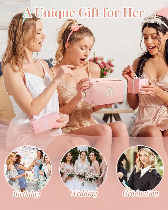 Vlando Gifts for Women Makeup Bag Organzier Customized Gifts Wedding Bridal Shower Gifts for Bridesmaids Thanksgiving Gifts for Teacher Monther Sister Friends K