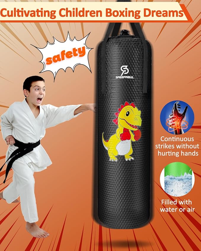 Kids Water Punching Bag - 30kg/66lbs Water-Filled Sandbag, High-Bounce PVC Anti-Leak Design, Durable Training Bag for Karate Taekwondo MMA (Green)