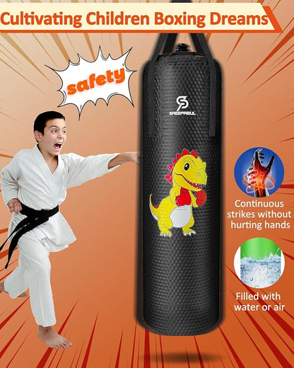 Kids Water Punching Bag - 30kg/66lbs Water-Filled Sandbag, High-Bounce PVC Anti-Leak Design, Durable Training Bag for Karate Taekwondo MMA (Green)