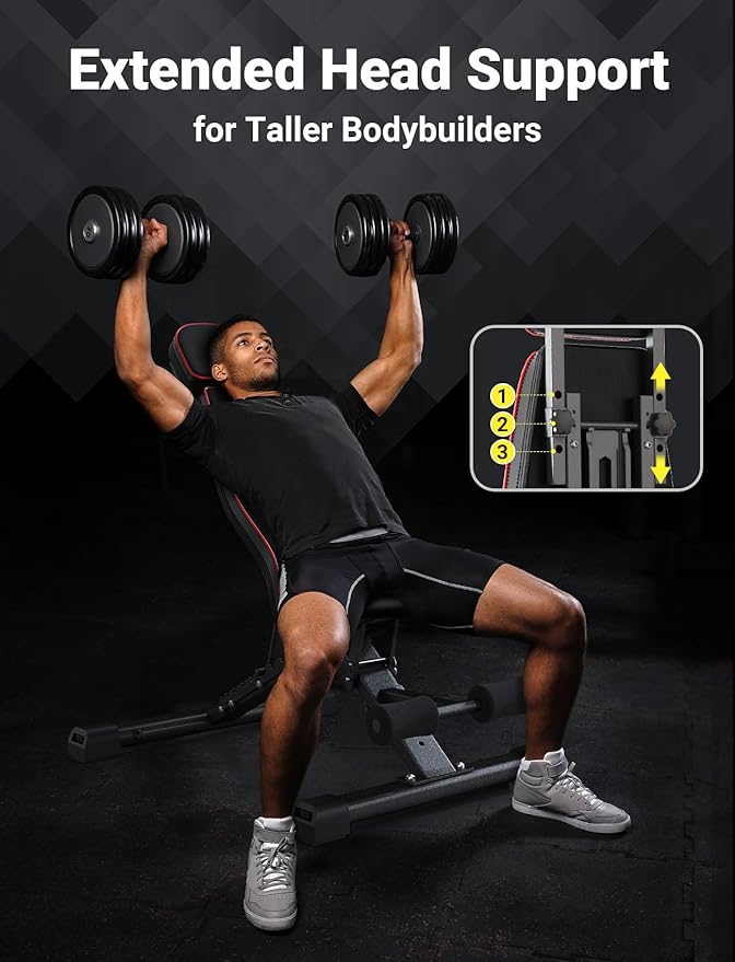 YOLEO MAX Weight Bench 880LB Adjustable 90 Degree 6'56''