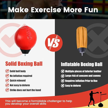 INNOLIFE Red Solid and Thick Speed Ball Reflective Bag - No Pump Needed - Ideal for MMA and Boxing-Suitable for All Boxing Equipment Replacement