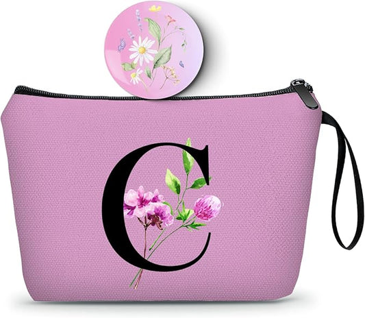 SEAMOON Birthday Thank You Appreciation Monogrammed Gifts for Mom Aunt Teacher Sister Friend Coworkers Bride Bridesmaid Makeup Cosmetic Bag with Mirror Mothers Day Christmas Graduation C
