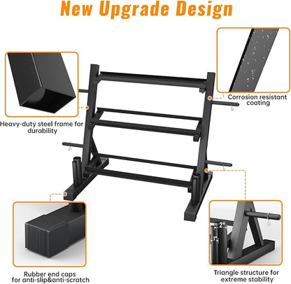 PROOFGOLD 1200LBS Dumbbell Rack- Adjustable 3 Tier Weight Rack for Home Gym Suitable for Storage of Dumbbell, Weight Plates,Kettlebell Barbell Plate, Barbell Bar(Rack Only)