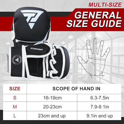 MMA Gloves for Sparring Grappling, Hybrid Open Palm Martial Arts Mitts, Maya Hide Leather Wrist Support, Fighting Combat Sports MMA Boxing Glove for Men Women Punching Bag Muay Thai Training