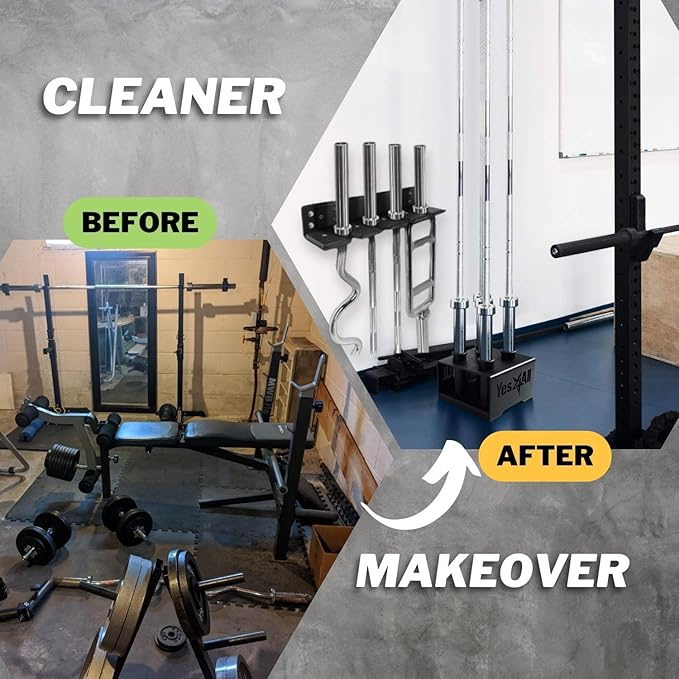 Yes4All Vertical Storage Rack, Home Gym Organizer, Barbell & Dumbbell Rack for 2-inch Olympic & Curl Bars