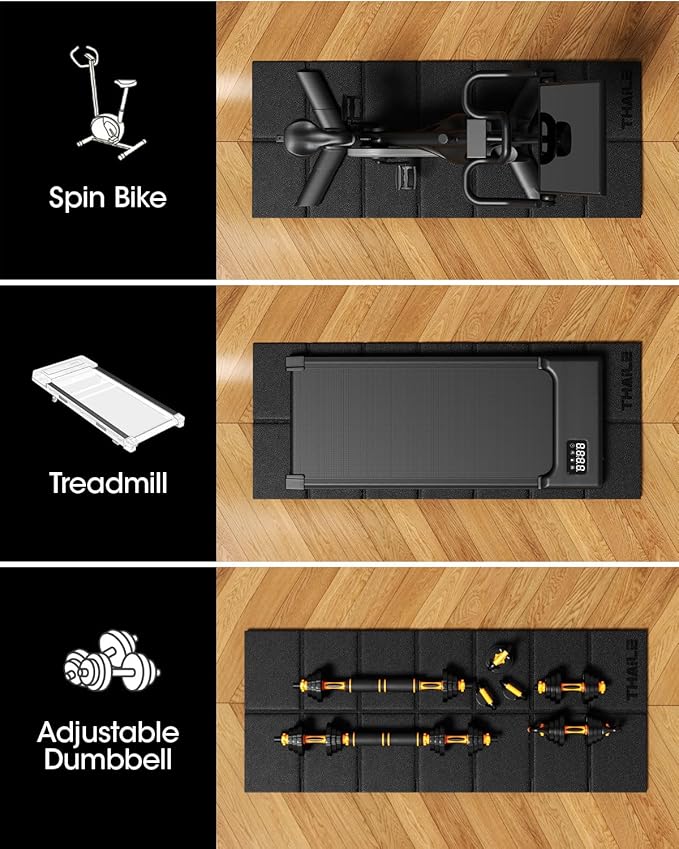 Treadmill Mat, Foldable Exercise Equipment Mat, 1/4“ Thick