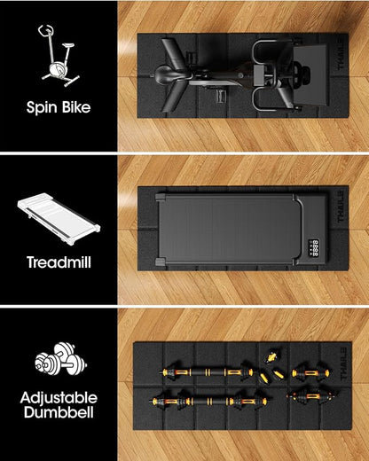 Treadmill Mat, Foldable Exercise Equipment Mat, 1/4“ Thick