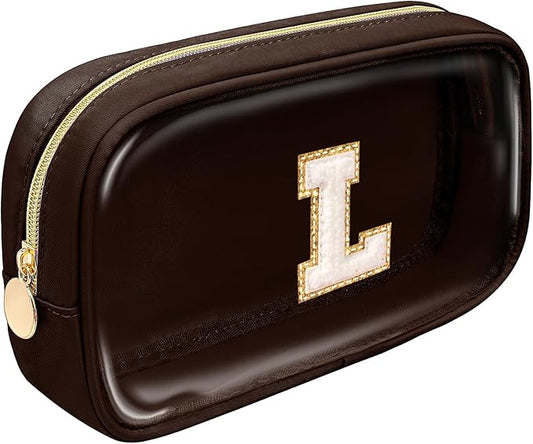 LETGO Easter Gifts for Girls - Personalized Monogram Makeup Bag Cosmetic Bag Travel Toiletry Bag | Makeup Bag for Girls Teen Girl Bridesmaid Friend Sister Wife Girlfriend Daughter Gifts (Coffee, L)