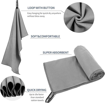 Microfiber Travel Towel (XS:12"×24" -Gray)