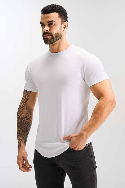 GYM REVOLUTION Men's 5 Pack Workout Gym Hipster Curved Hem Muscle Fitness Hip Hop T Shirts