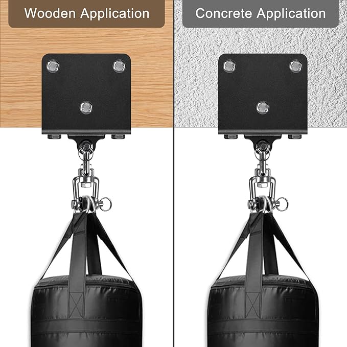 Kipika Punching Bag Hanger - Heavy Bracket 180° Swivel I-Beam Mount with Ceiling Installation Thick Hardware, Hooks for Boxing, Aerial Yoga, and Home Gym