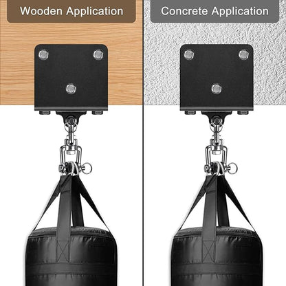 Kipika Punching Bag Hanger - Heavy Bracket 180° Swivel I-Beam Mount with Ceiling Installation Thick Hardware, Hooks for Boxing, Aerial Yoga, and Home Gym