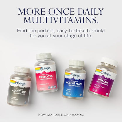 SOLARAY Once Daily High Energy Multivitamin for Women and Men - Energy Supplements - Immune Support w/Vitamin C, A, D and E, Vitamin B Complex, Trace Minerals, 60-Day Guarantee, 180 Serv, 180 VegCaps