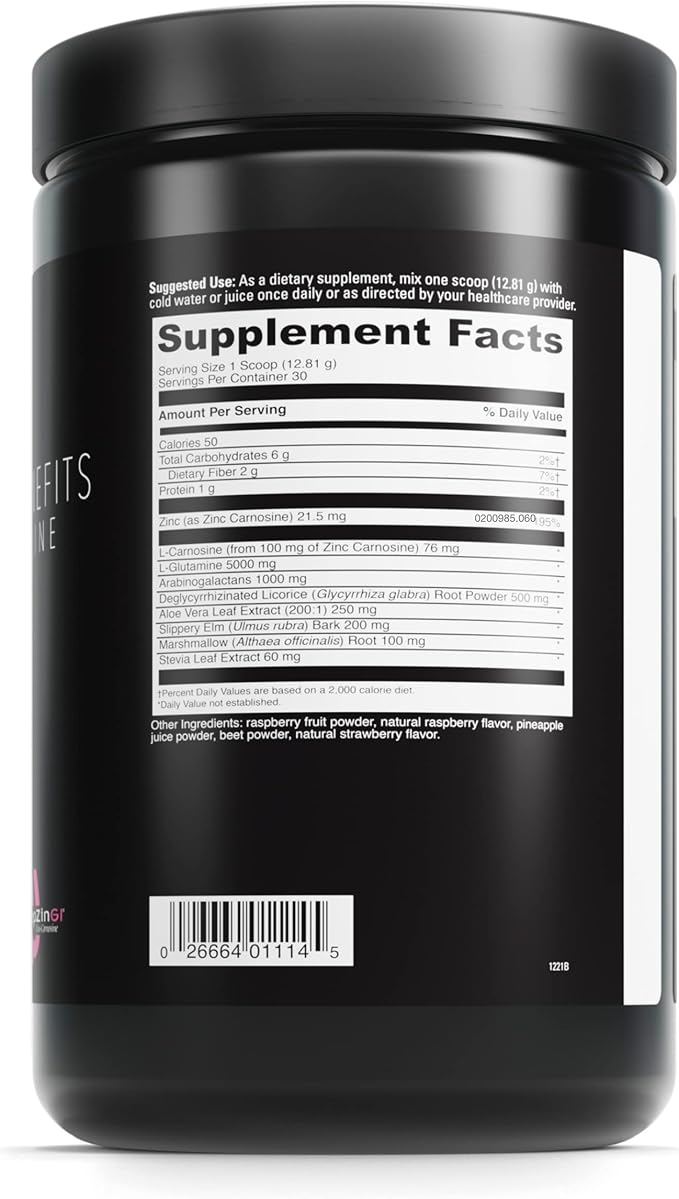 DAVINCI Labs GI Benefits - Digestive Health Supplement Powder with Zinc & L-Glutamine* - Support Immune System & Healthy Digestion* - Gut Health Supplement for Men & Women - 30 Servings (384.15 g)