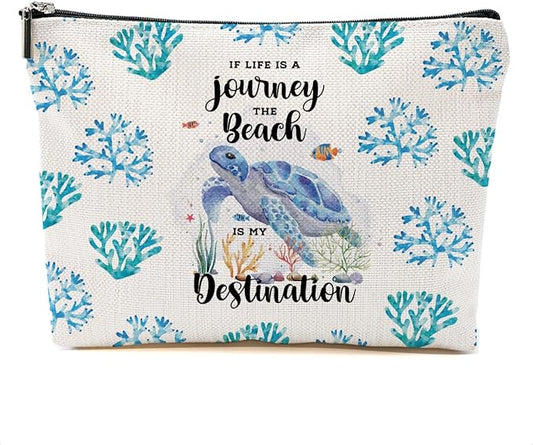 Sea Turtle Makeup Bag Turtle Gifts Cosmetic Bag Sea Turtle Gifts for Women Girls Friend Niece Daughter Sea Turtle Decor Travel Organizer Zipper Pouch Graduation Birthday Friendship Gifts