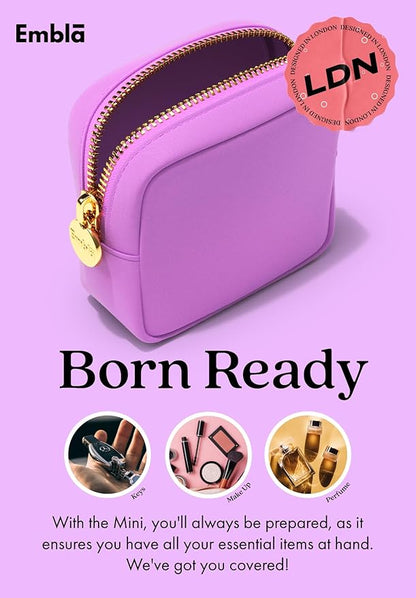 Embla Makeup Bag Travel Cosmetics Pouch and Toiletry Bag, Nylon Zipper Pouch Purse, Cute Make Up Organizer Storage Tote for Women Girls, Waterproof Travel Skincare Case, Small Makeup Bags, Plum