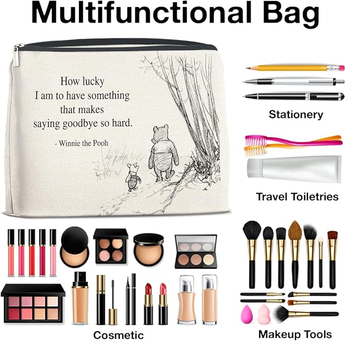 YeleY Pooh Bear Gifts for Women Girls, Leaving Gift for Women Girls Friends Sisters, Classic Pooh Bear Makeup Bag Cosmetic Bag Purse