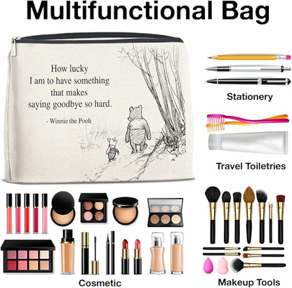 YeleY Pooh Bear Gifts for Women Girls, Leaving Gift for Women Girls Friends Sisters, Classic Pooh Bear Makeup Bag Cosmetic Bag Purse
