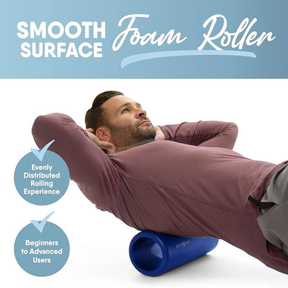 MICRODRY Deluxe Fitness Foam Back Roller for Muscle Relief 13x5.3", Blue
