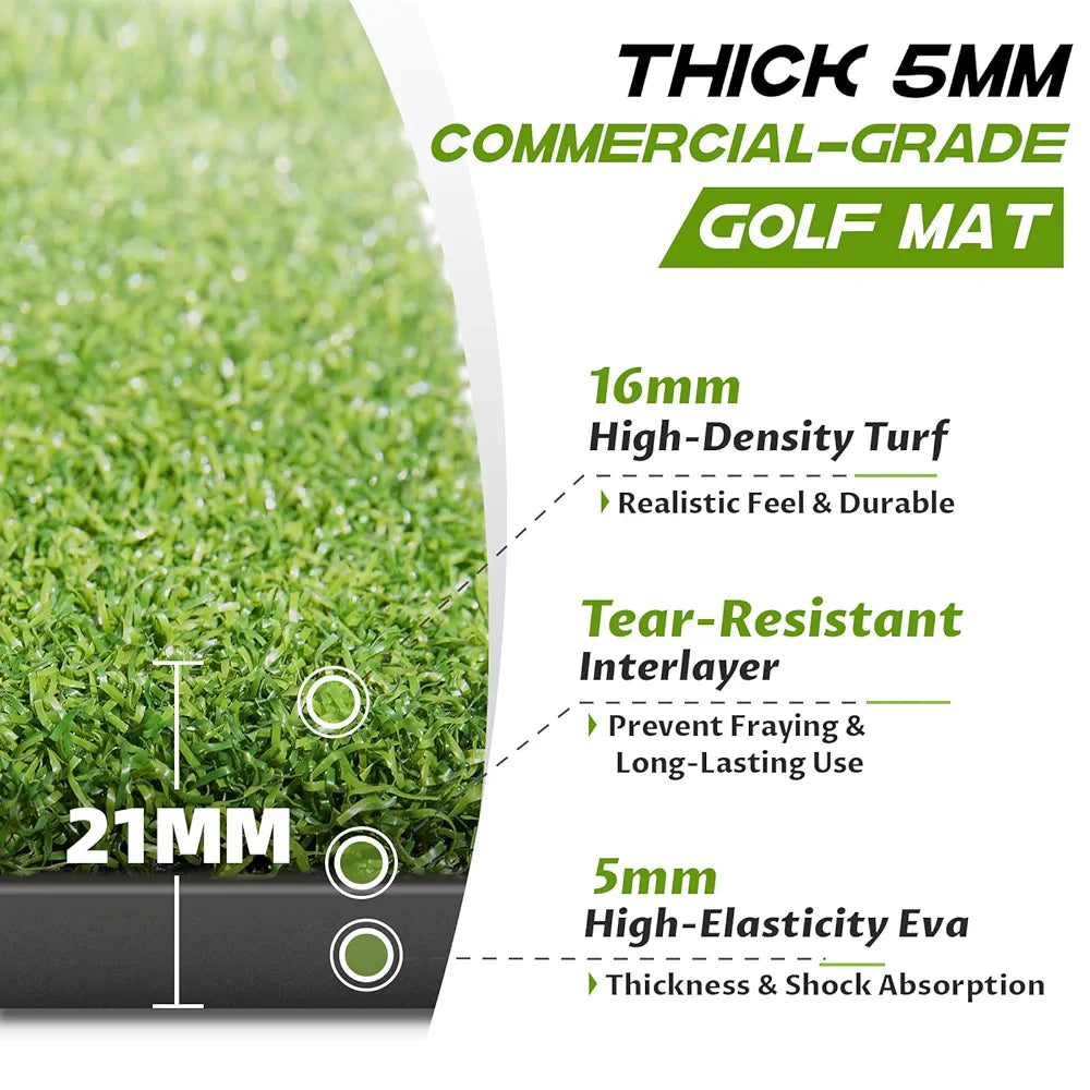 Bltend Thickened Golf Mat: 5x4ft & 5x5ft Heavy-Duty Golf Hitting Mats Practice Outdoor/Indoor, Elite Dense Artificial Turf Matt Training Aid for Backyard/Garage/Driving Range/Simulators