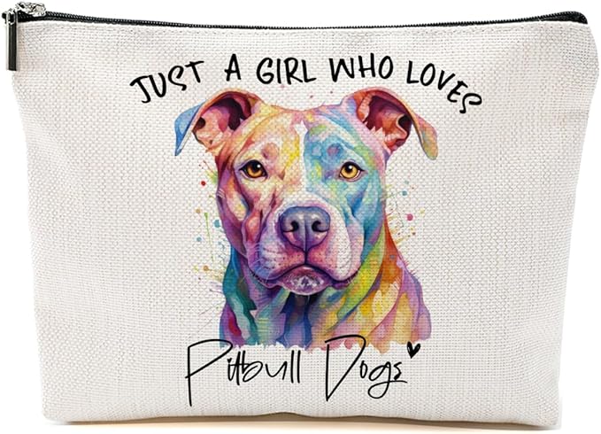 Pit Bull Gifts for Woman Makeup Bag Pitbull Lovers Cosmetic Bag Travel Organizer Bags Makeup Pouch, Christmas Birthday Friendship Animal Lovers Gifts for Women Girls Sisters
