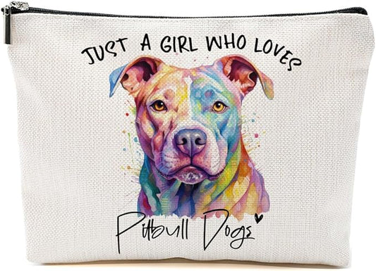 Pit Bull Gifts for Woman Makeup Bag Pitbull Lovers Cosmetic Bag Travel Organizer Bags Makeup Pouch, Christmas Birthday Friendship Animal Lovers Gifts for Women Girls Sisters