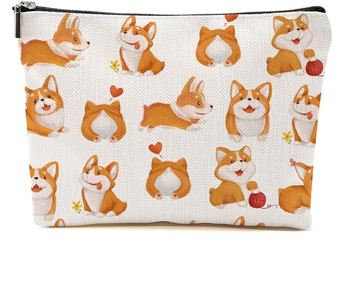 Corgi Gifts for Corgi Lovers Makeup Bag Corgi Stuff Cosmetic Bag Dog Lover Gift for Women Girls Friend Niece Daughter Travel Organizer Zipper Pouch Graduation Birthday Friendship Gifts