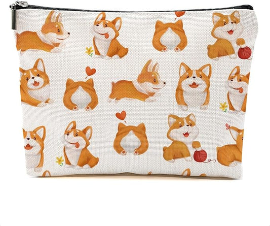 Corgi Gifts for Corgi Lovers Makeup Bag Corgi Stuff Cosmetic Bag Dog Lover Gift for Women Girls Friend Niece Daughter Travel Organizer Zipper Pouch Graduation Birthday Friendship Gifts