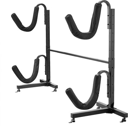 Kayak Storage Rack - Freestanding Kayak Stands with Padded Arms and Adjustable Straps - Holds multiple Canoes, SUP, or Paddleboards by Rad Sportz