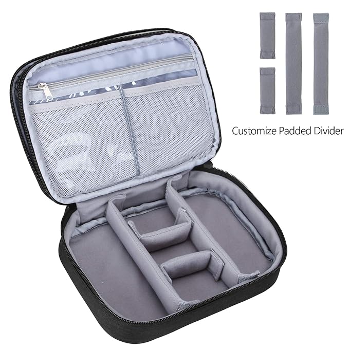 Teamoy Travel Makeup Brush Case(up to 8.8"), Professional Makeup Train Organizer Bag with Handle Strap for Makeup Brushes and Makeup Essentials-Medium, Black(No Accessories Included)
