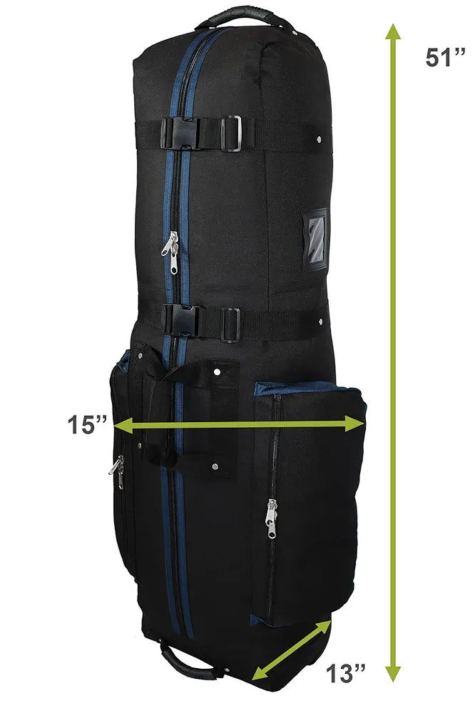 CaddyDaddy Constrictor Soft-Sided Golf Travel Bag Cover with Thick Dense Foam Padded Top 1 Year Full Travel Bag Replacement Coverage | Wheels & Lockable Zippers Case for Transporting Clubs on Airlines