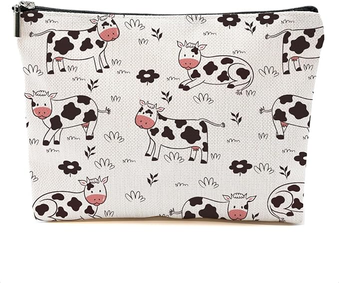 Cow Gifts Makeup Bag Cow Print Stuff Cosmetic Bag Cow Themed Gifts for Women Girls Friend Daughter Cow Stuff Cow Lover Gifts Travel Organizer Zipper Pouch Graduation Birthday Friendship Gifts