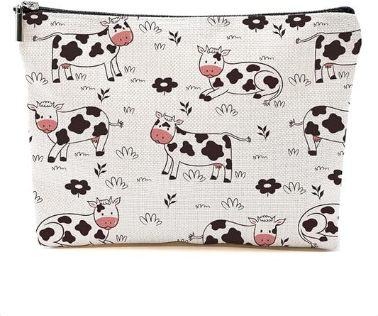 Cow Gifts Makeup Bag Cow Print Stuff Cosmetic Bag Cow Themed Gifts for Women Girls Friend Daughter Cow Stuff Cow Lover Gifts Travel Organizer Zipper Pouch Graduation Birthday Friendship Gifts