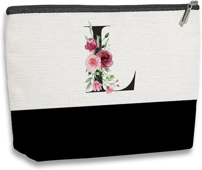 Initial Makeup Bag, Personalized Gifts for Women, Personalized Makeup Bag, Bridesmaid Gifts, Cosmetic bags for Women (Letter L)