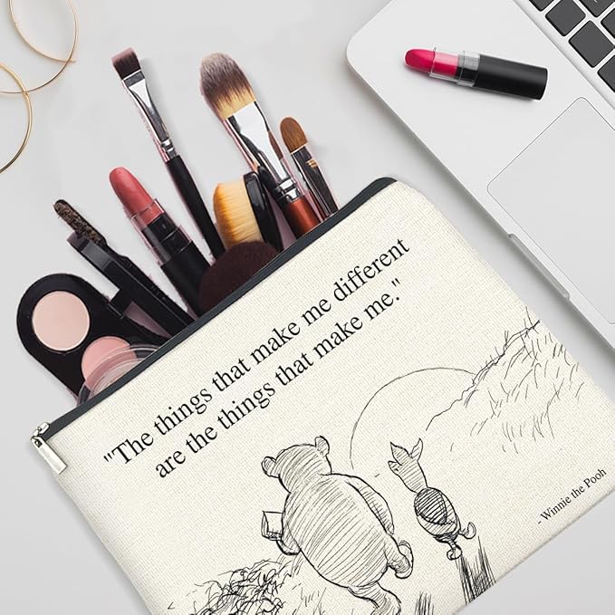 YeleY Pooh Bear Gifts for Women Girls, Classic Pooh Bear Makeup Bag Inspirational Gift for Girls Women Friends Sisters Daughter Pooh Bear Cosmetic Bag