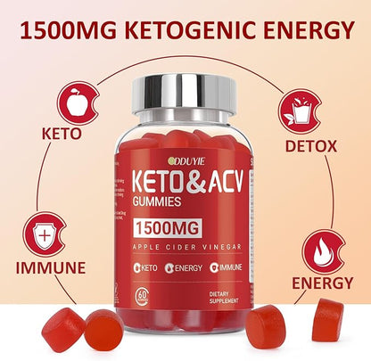(2 Pack) Apple Cider Vinegar Gummies | Keto ACV Gummies for Energy with Vitamin B6 & B12 | ACV Supplement | Apple Flavor | 60 Vegan Gummies for Women and Men