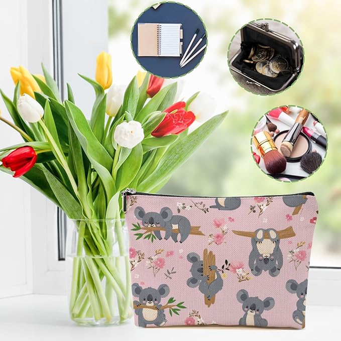 Cute Koala Makeup Bag Koala Gifts Cosmetic Bag Koala Themed Gifts for Women Girls Friend Daughter Animal Lover Gifts Travel Organizer Zipper Pouch Graduation Birthday Friendship Gifts