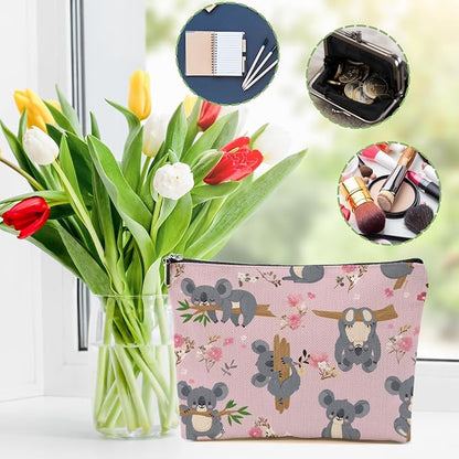 Cute Koala Makeup Bag Koala Gifts Cosmetic Bag Koala Themed Gifts for Women Girls Friend Daughter Animal Lover Gifts Travel Organizer Zipper Pouch Graduation Birthday Friendship Gifts