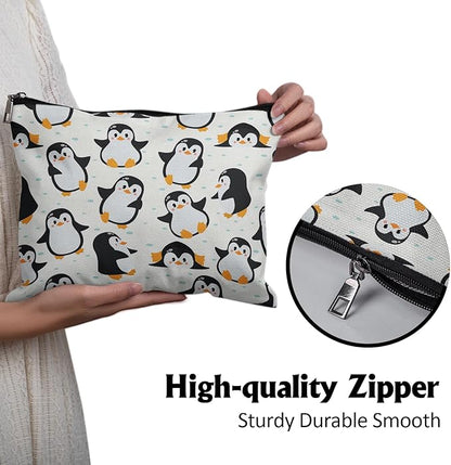 Cafl Cute Penguins Makeup Bag Penguin Cosmetic Bag for Women Large Capacity Make Up Bag Portable Travel Toiletry Pouch Organizer 10 * 8inch