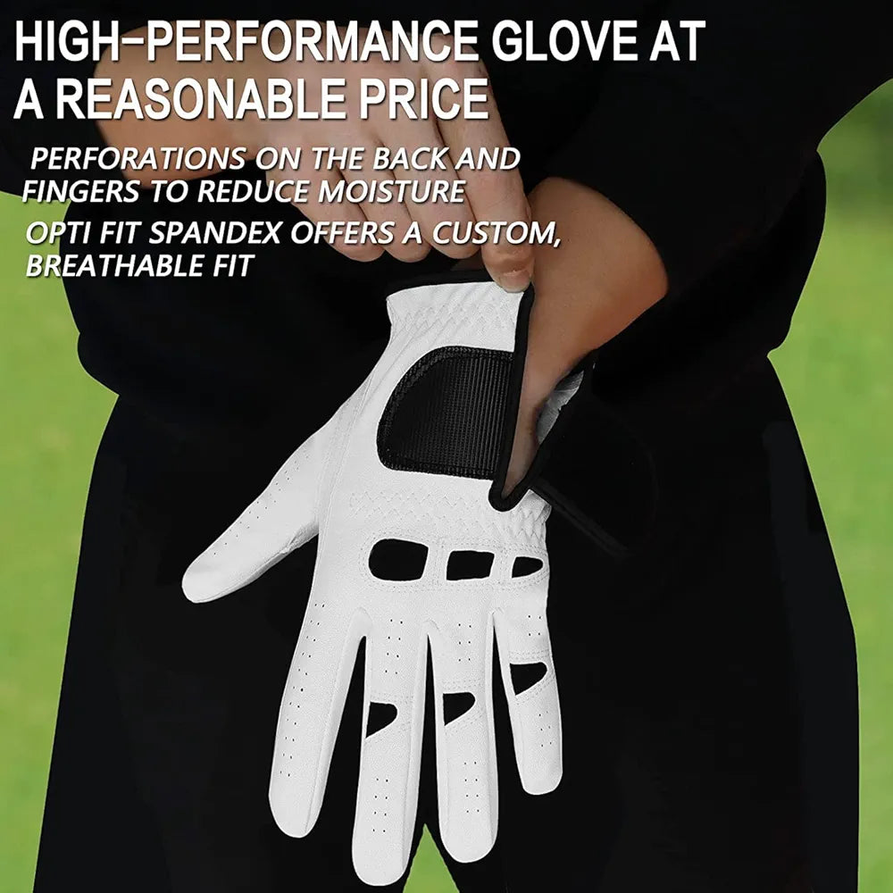 Amy Sport Golf Gloves Men Left Hand Right Handed Golfer 3 Pack with Ball Marker Soft Leather Weathersof Grip Mens Glove Size S M ML L XL XXL 3XL