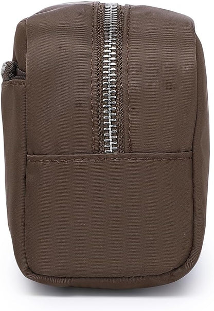Nylon Female cosmetic bags Canvas toiletry bags Wash bags with large capacity Simple design (Nylon/Brown)