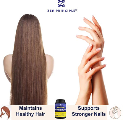 Zen Principle Grass-Fed Collagen Peptides 3 lb. Custom Anti-Aging Hydrolyzed Protein Powder for Healthy Hair, Skin, Joints & Nails. Paleo and Keto Friendly, GMO and Gluten Free, Pasture-Raised Bovine.