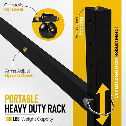 Heavy Duty Freestanding Kayak Storage Rack | 3 Tier Rack for Kayaks, Canoes, or SUPs | Adjustable Outdoor Kayak Storage | Indoor/Outdoor Weather Resistant Water Sports Storage Rack