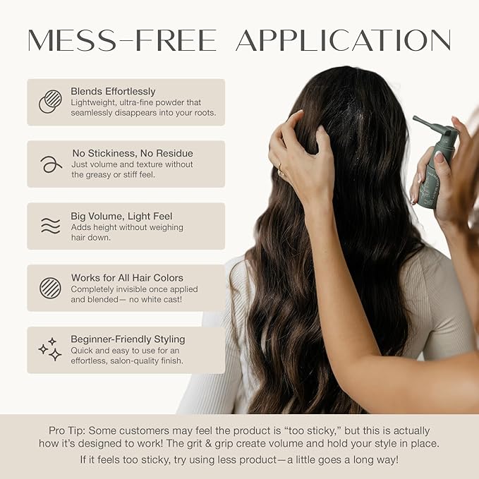 Root Texture Powder for Women - Lifts Roots & Adds Volume to Hair, Styling & Finishing Powder, Talc Free & Natural, All Hair Types