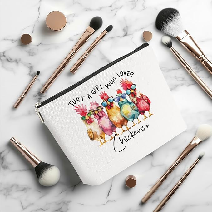 Chicken Gifts Makeup Bag, Chicken Lover Gifts for Women Girls Friends Christmas Birthday Friendship, Animal Lovers Cosmetic Bag Travel Organizer Bags Makeup Pouch