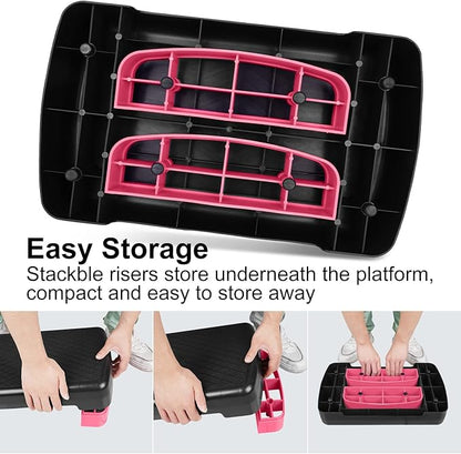 Height-Adjustable 4"-6" Step Aerobics Platform Fitness Equipment Stepper 2 Riser