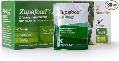 Xtendlife Zupafood GREENZ Powder - Organic Greens Powder Superfood Detox Juice Mix with Spirulina/Wheatgrass for Gut Health, Natural Detoxification & Strong Immunity | 30 Packs (Vegan & Gluten Free)