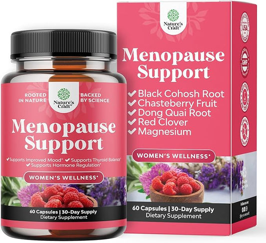 Complete Herbal Menopause Supplement for Women - Multibenefit Menopause Relief Hormone Balance for Night Sweats Mood and More with Dong Quai Vitex Chaste Berry and Black Cohosh - 30 Servings