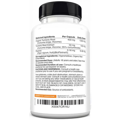 Turmeric Curcumin with Black Pepper Extract 1500mg - High Absorption Ultra Potent Turmeric Supplement with 95% Curcuminoids and BioPerine - Non GMO Tumeric Capsules for Joint Support - 180 Capsules